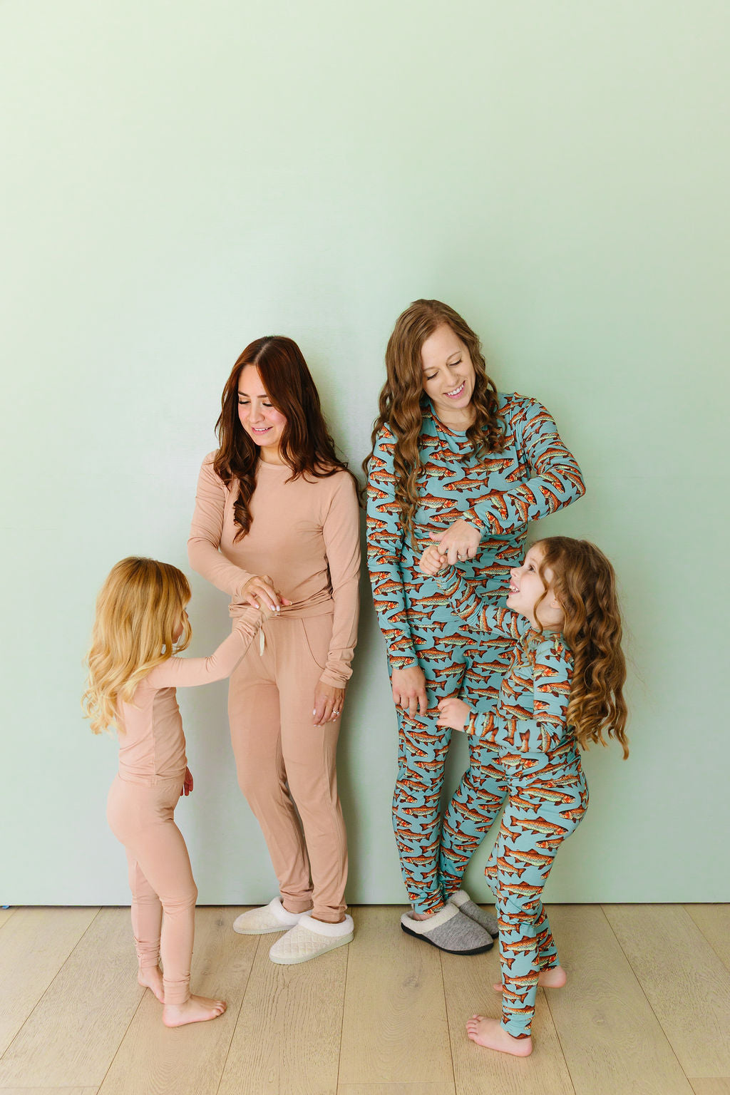 Catch & Release trout bamboo adult set – soft breathable fishing bamboo pajamas for men and women, eco-friendly matching family outfit