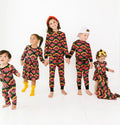 Kids in multiple styles on the same print, a retro floral on black background