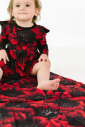 Redsun red floral bamboo bodysuit dress with built-in bodysuit
