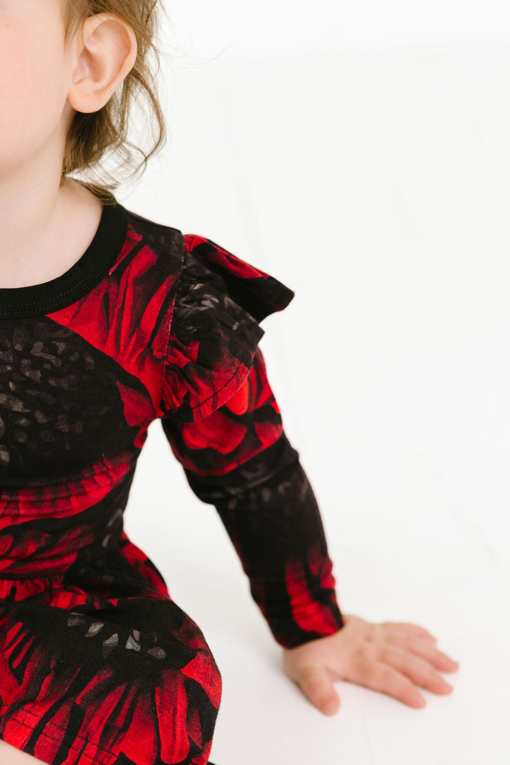 Redsun red floral bamboo bodysuit dress with built-in bodysuit
