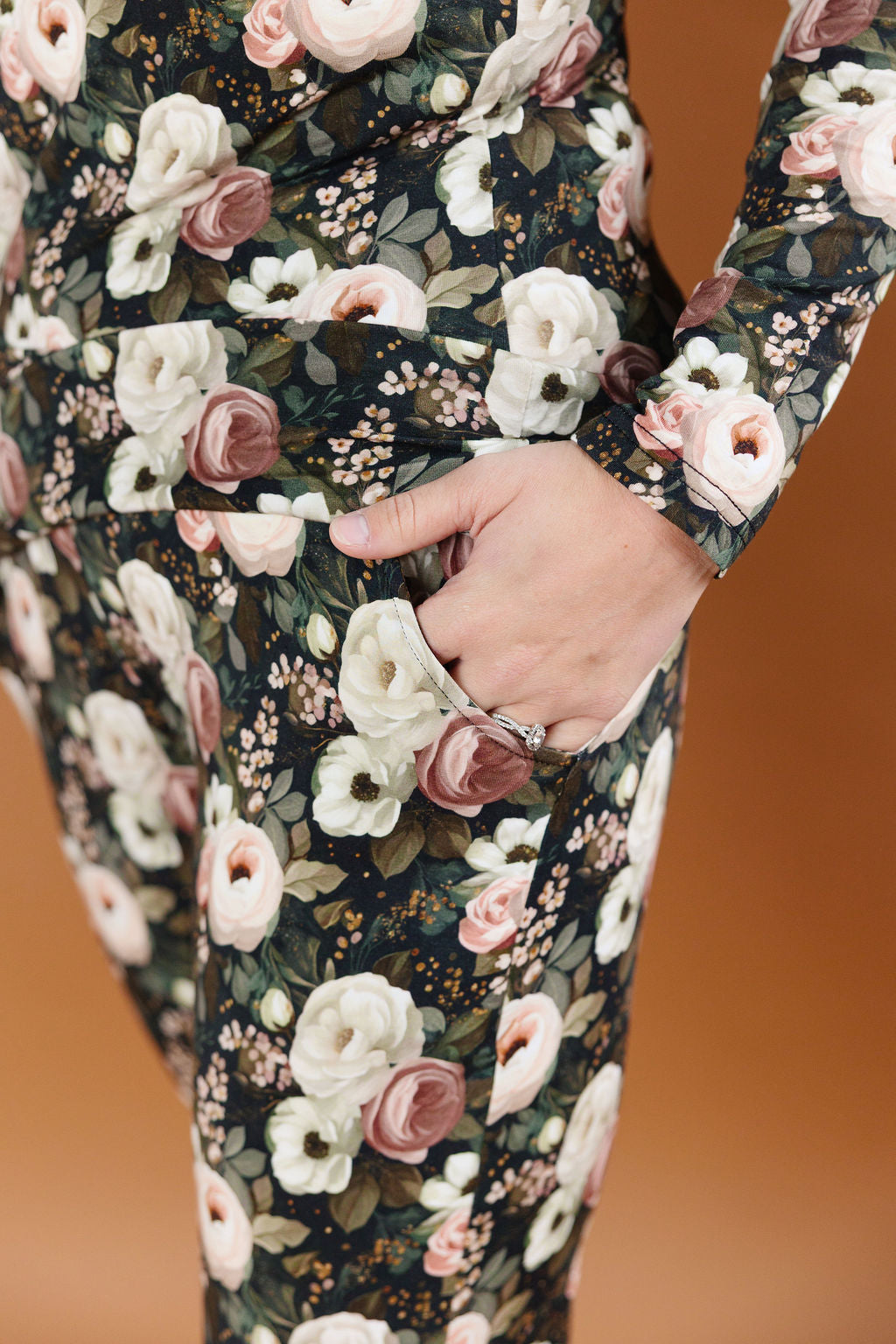 Moody floral bamboo adult lounge set in Reverie print