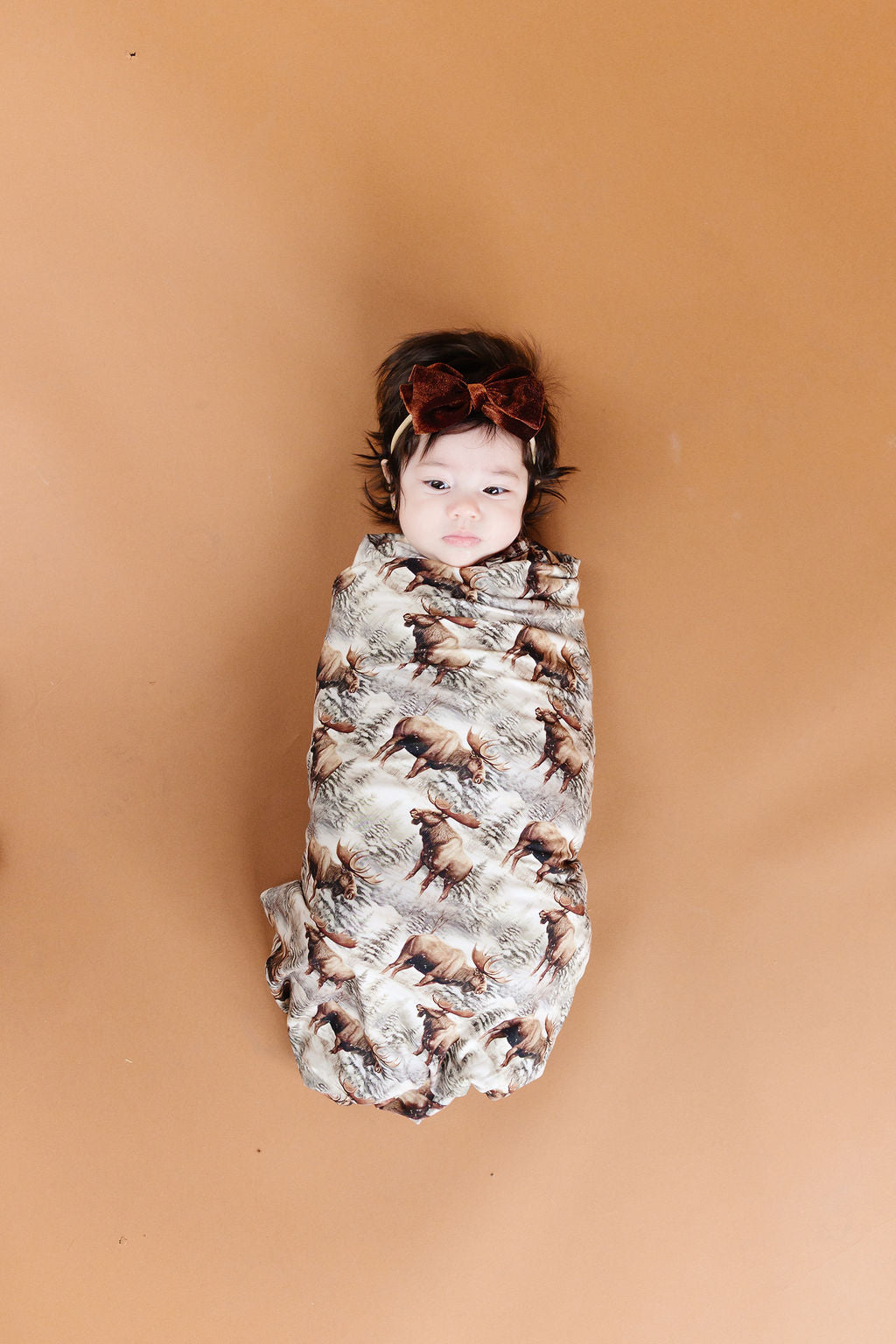 Timberline forest-print bamboo blanket with pine trees and winter-inspired artwork