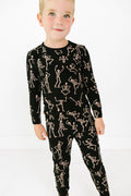 Kids bamboo two-piece set in the Dancing Skelly’s design, ultra-soft and breathable for everyday wear.